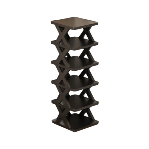 Plastic folding shoe rack black space-saving no-install 1
