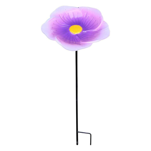 Stående fuglefoderautomat udendørs, 28x49 cm, kolibrifoderautomat med blomsterdesign, metalfoderautomat til gulvet – Stilfuld terrasse- og 2