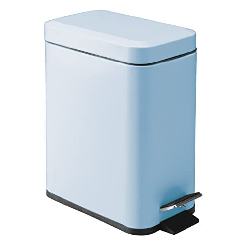 Metal Step Trash Can Rectangular Matte Light Blue 1.3G