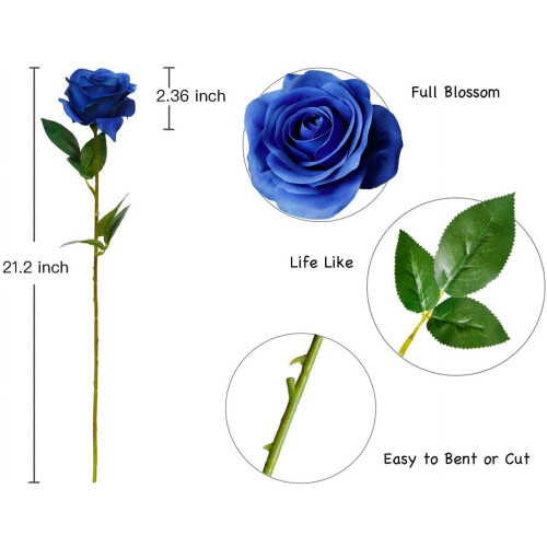 12 rosas pretas de seda com hastes longas 1