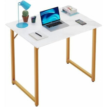 White Gold Computer Desk with Metal Frame 32 Inch