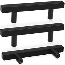 Lot de 30 poignées carrées noires mates pour meubles, 12,7 cm de longueur, entraxe de 7,6 cm, en acier inoxydable, compatibles avec la cuisine, la