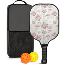 Floral Fiberglass Pickleball Paddles Set with 2 Balls & Bag – Compatible with Indoor/Outdoor Play