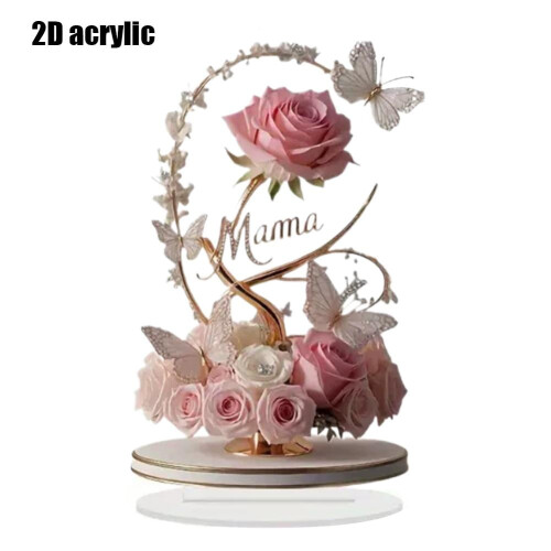 Akryl sommerfuglroseornament, skrivebordsdekor