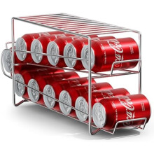 Dispensador de bebidas con soporte para latas de refresco (1 unidad, plateado) – Capacidad para 12 latas estándar de 355 ml (12 oz) –