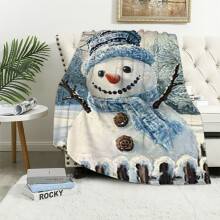 Flanellen plaid met sneeuwpopmotief, 50x60 inch