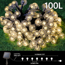 Solar lichtslinger van 12 m/7 m/5 m, 100/50/20 LED-bolletjes, 8 standen, kunststof, moderne stijl, tuin-/kerst-/bruiloftsdecoratie