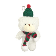 Plush Bear Ornament Resin Brown with Red Scarf 1pc