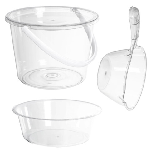 1Set Portable Large Transparent Plastic Bucket with Handle for Multipurpose Use