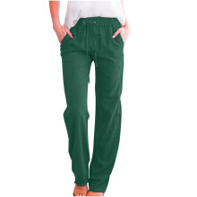Boli Pantaloni de damă la modă, casual, culoare solidă, elastici, lejeri, pantaloni drepți cu picior larg, mărimea S-3XL