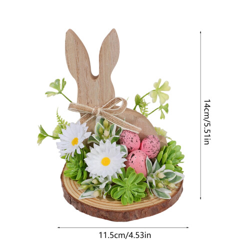 Ornament de Paște din lemn cu iepure și ou, 14,4x11,4 cm 2