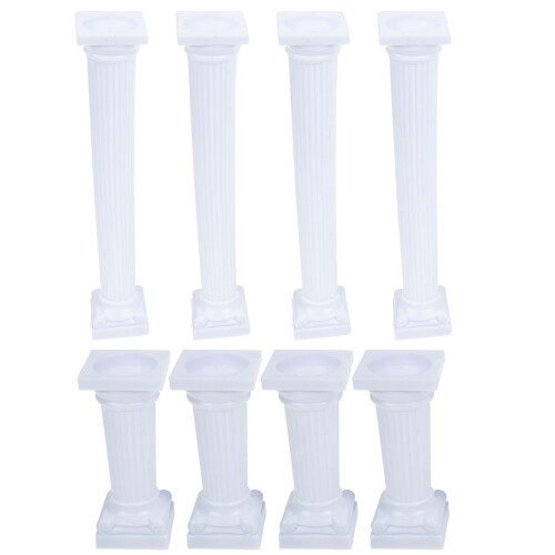 Roman Column Cake Pillars White Plastic 8 pcs
