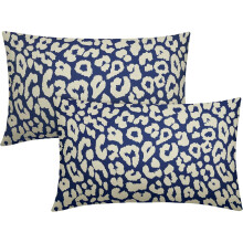 Kissenbezüge mit Leopardenmuster, 30 x 50 cm, 2er-Set, Marineblau/Beige