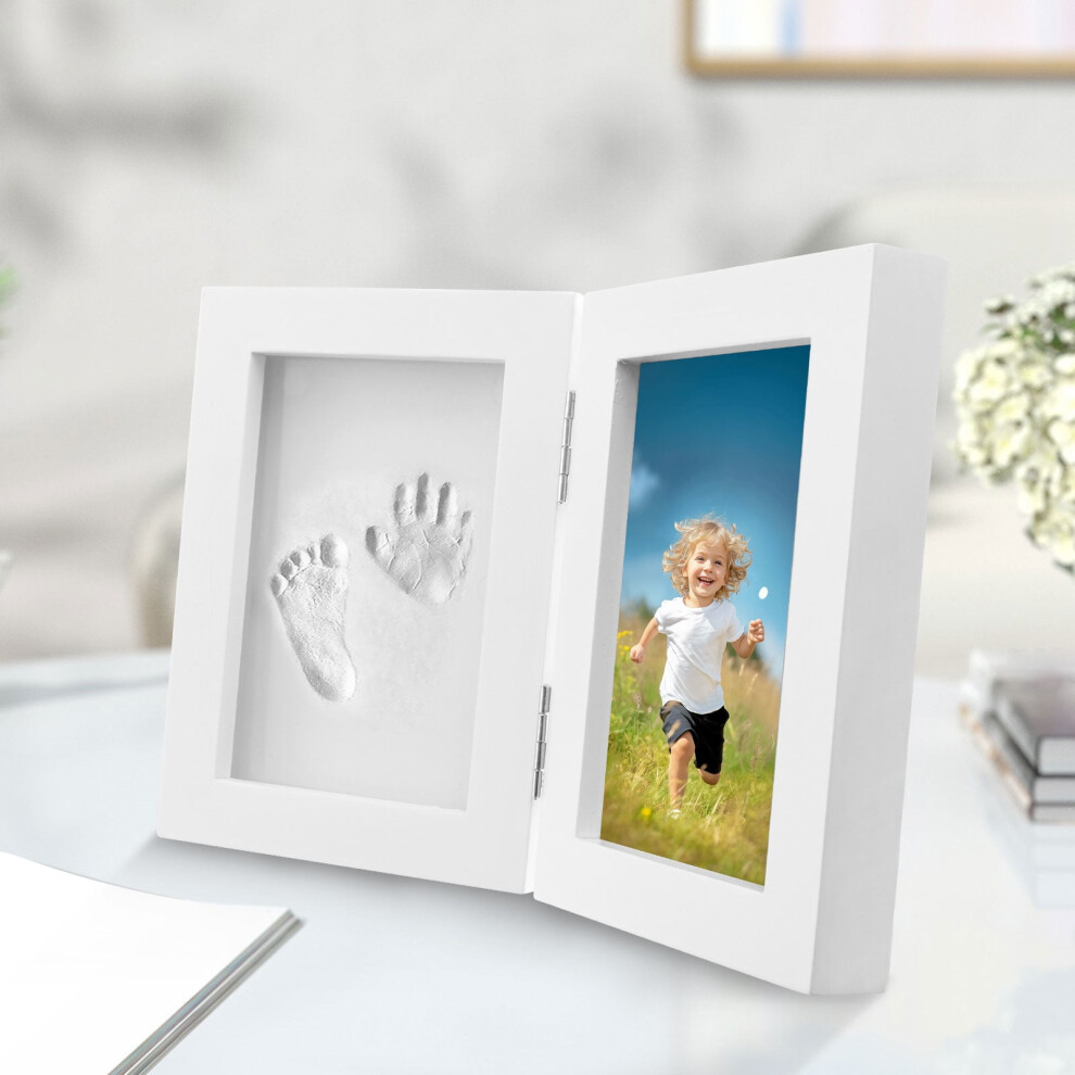 Personalized Baby Footprint & Handprint Kit with Wooden Frame – Safe DIY Newborn Keepsake, Compatible with All Babies