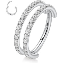 316L sebészeti acélból készült kagyló, spirál, septum, orr, bástya, lebeny, daith és tragus karika fülbevalók, 16G, porc piercinggel