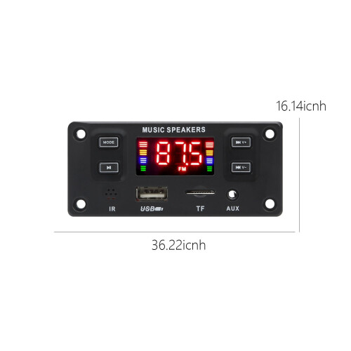 60W Bluetooth Car MP3 Player Hands-Free Calling FM Radio USB Memory Card Reader AUX Input EQ Quick Charge 1