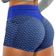 2025, Pantaloni scurți de yoga pentru femei, cu buzunare, cu talie înaltă, pentru controlul abdomenului, texturați, leggings