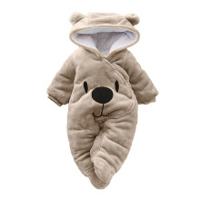 Schneeanzug für Kleinkinder, Baby, Winter-Overall, Jungen-Kapuzen-Strampler, einfarbig, Mädchen-Strampler, Samt-Cartoon-Bär-Mädchen-Outfit & Set