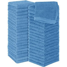 60 Pack Cotton Washcloths Set, 100% Ring Spun Cotton, Premium Flannel Face Cloths, Highly Absorbent and Soft Feel Fingertip Towels, Electric Blue