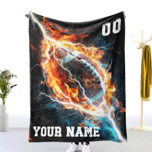 Flame & Lightning Print Flannel Blanket – Thick Warm Coral Fleece Throw for Sofa, Bed, Living Room – Winter/Fall Decorative Bedding Gift