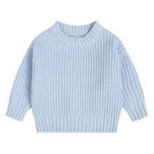 Babytrui voor peuters, jongens en meisjes, schattige effen kleur, dikke, casual, warme trui voor de winter, lichtblauw, geschikt voor 3 jaar.