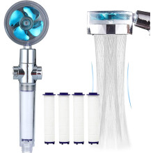 High Pressure Handheld Showerhead with filters Vortex hydro jet Turbo Propeller 360 Degrees Rotating Easy Install(I-Blue)