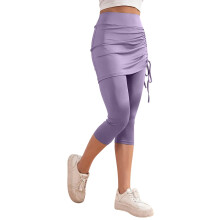 Pantaloni scurți de motociclist moi, cu talie înaltă, până la genunchi, pentru femei, pentru antrenament, yoga, dans – violet, 2XL,