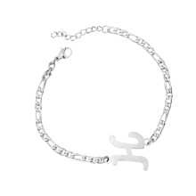 Silbernes Initialenarmband für Herren – Kubanische Gliederkette, personalisierter Buchstabenanhänger, Geburtstags-/Weihnachtsgeschenk für Papa,