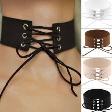 Vintage Punk Gothic Schnür-Choker-Kurzhalskette für Damen aus Wildleder