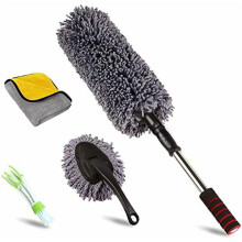 Kit completo per la pulizia dell'auto: piumino multiuso in microfibra per interni/esterni, spazzola per cruscotto, senza pelucchi, rimuove il