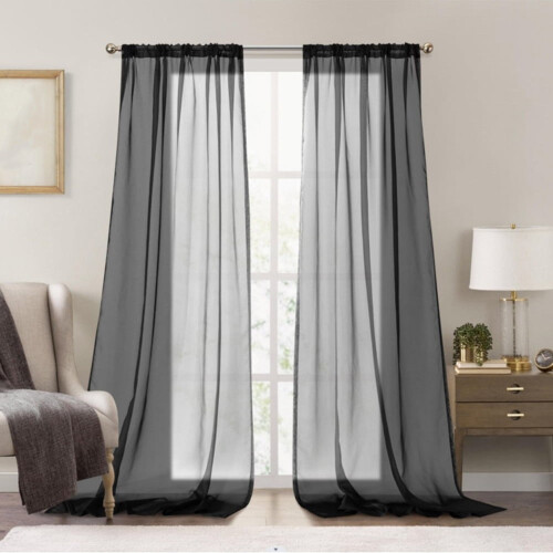 Transparente polyestergardiner 204x153 cm lysfiltrerende