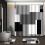 Ensemble rideau de douche géométrique gris noir blanc 4 pièces 1