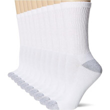 10 paires de chaussettes blanches Ă rayures pour hommes, mi-mollet, chaussettes de sport pour hommes, femmes et adolescents (coton, blanc x10)