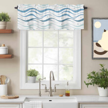 Cantonnière rayée bleu marine 54 x 18 po à œillets