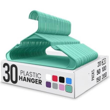 Cintres en plastique, lot de 30, avec rainures pour les épaules