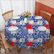 Pioneer Flower Floral Print Pattern Round Tablecloth 60 X 60 Inch, Wrinkle Resistant Wipeable Table Cloth for Kitchen Dining Picnic Patio Party