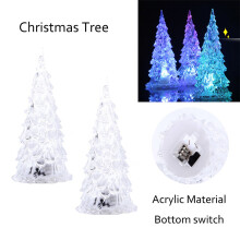 Mini LED-väriä vaihtava akryylinen joulukuusenkoriste, pöytävalot, koti-/juhlakoristeet (2 kpl)