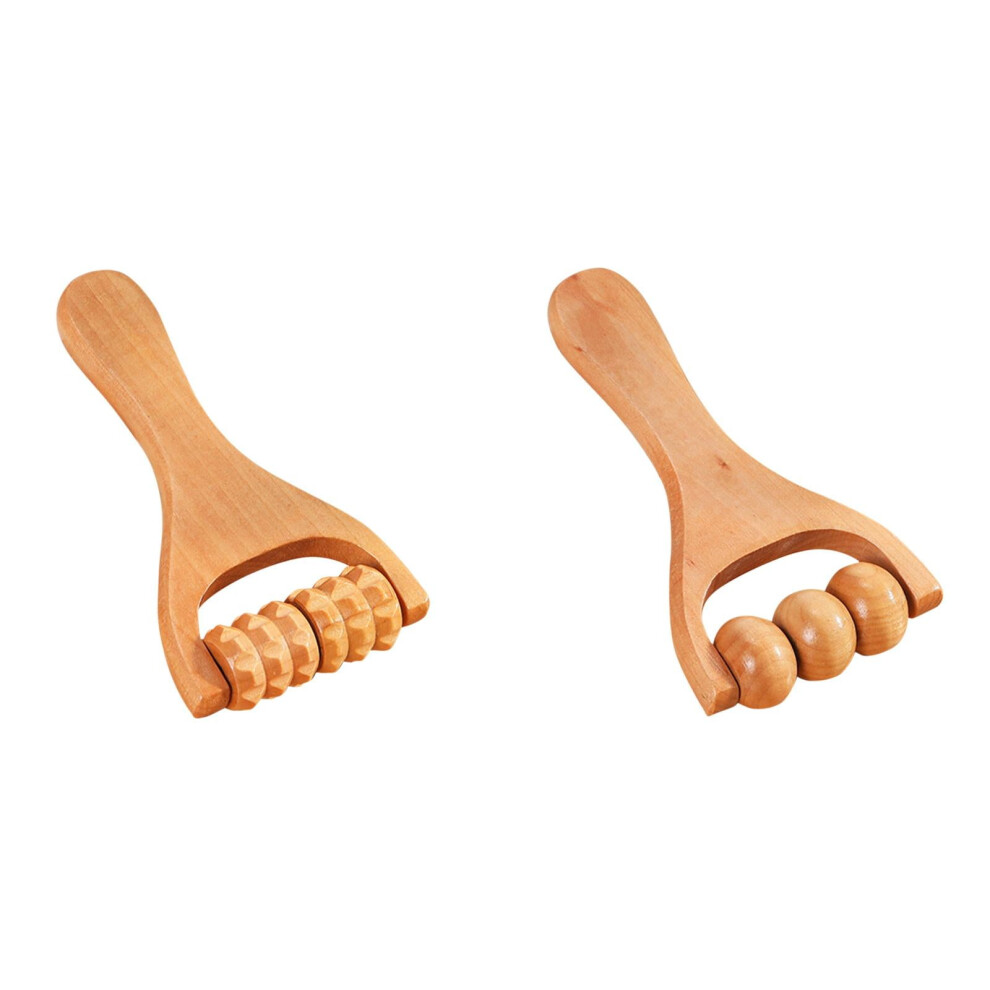 YOCBZ 2-Pack Wooden Handheld Massager Roller for Muscle Relief â Compatible with Athletes, Office Workers, Elderly, Housewives
