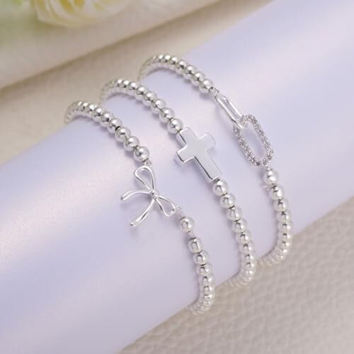 Gold Beaded Bracelet for Women Minimalist Stackable 1 Piece 2