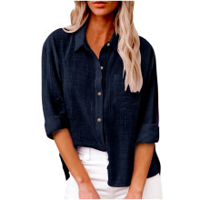 Camisetas de manga larga de algodón para mujer con estampado gráfico y cuello en V. Blusas informales de manga larga para mujer, ideales para