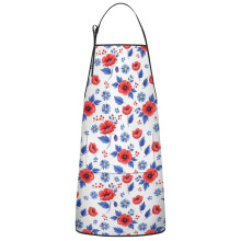Pioneer Flower Cotton Linen Apron with Pockets 33x27 Inch