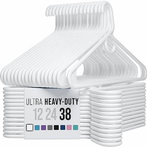 Cintres en plastique résistant - Blanc - Lot de 38