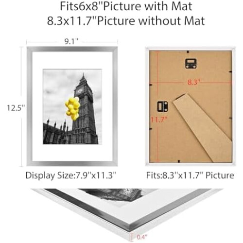 A4 picture frame set silver 6 pieces 2