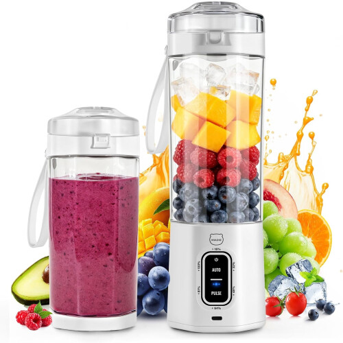 2026Αναβαθμισμένο Φορητό Μπλέντερ Smoothie 700 ml, Επαναφορτιζόμενο με Κύπελλο Ταξιδιού,