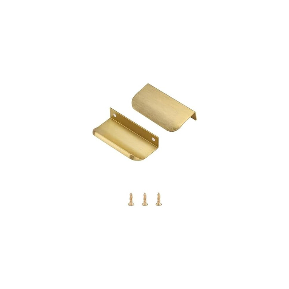 Edge Finger Tab Pull For Cabinets, Compatible With Concealed Drawers Â 10-Pack, Brushed Brass, 3.15", Easy Install 9448990342686