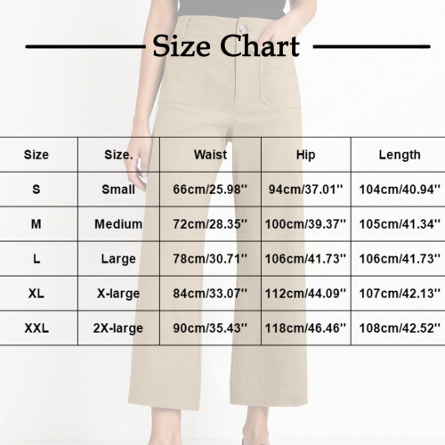 Dambyxor med hög midja, vida ben, polyestertwill, S-2XL 2