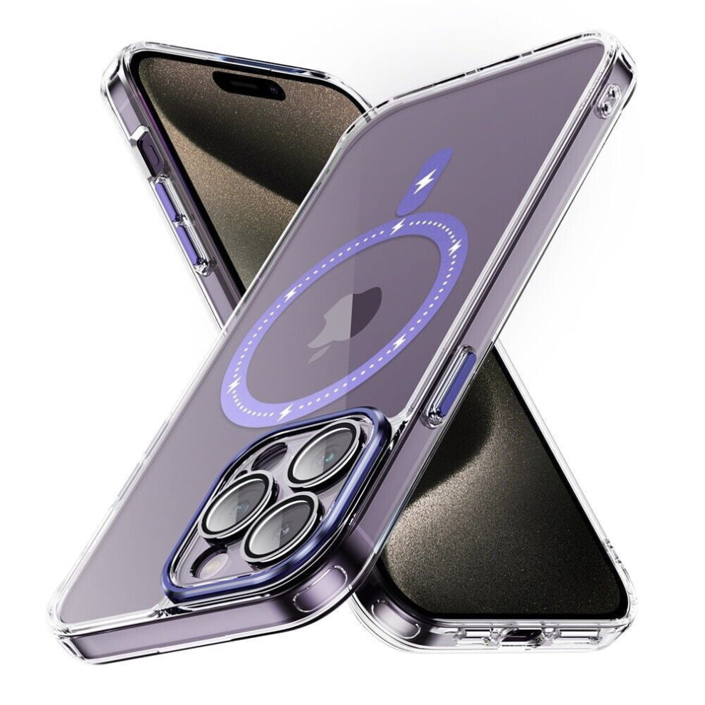 Xhy Magnetic Case For Iphone 15 (6.1") Â Magsafe Compatible, Shockproof, Non-Yellowing, Crystal Clear, Purple 9448990343522