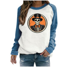 Halloween-Sweatshirt für Damen, Oversize, Rundhalsausschnitt, Plus Size, Langarm, Gruseliger Print, Herbst-Basics, Casual, Home/Outdoor, S-3XL