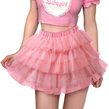 Jupe courte de ballerine bouffante en tulle et résille Littleforbig pour femme, taille L