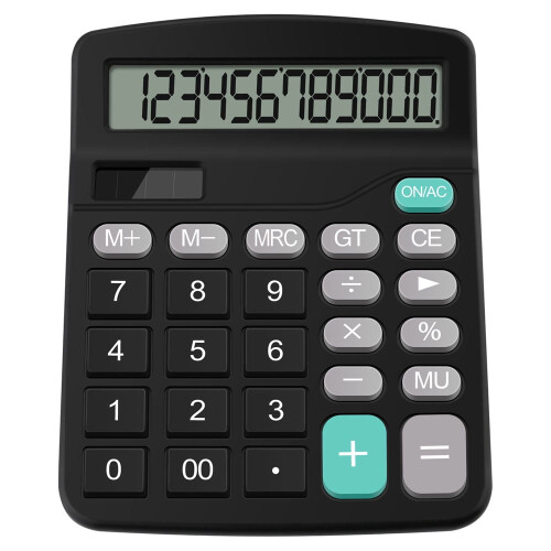 Calculadora de mesa padrão com tela de 4 polegadas, preta. 1